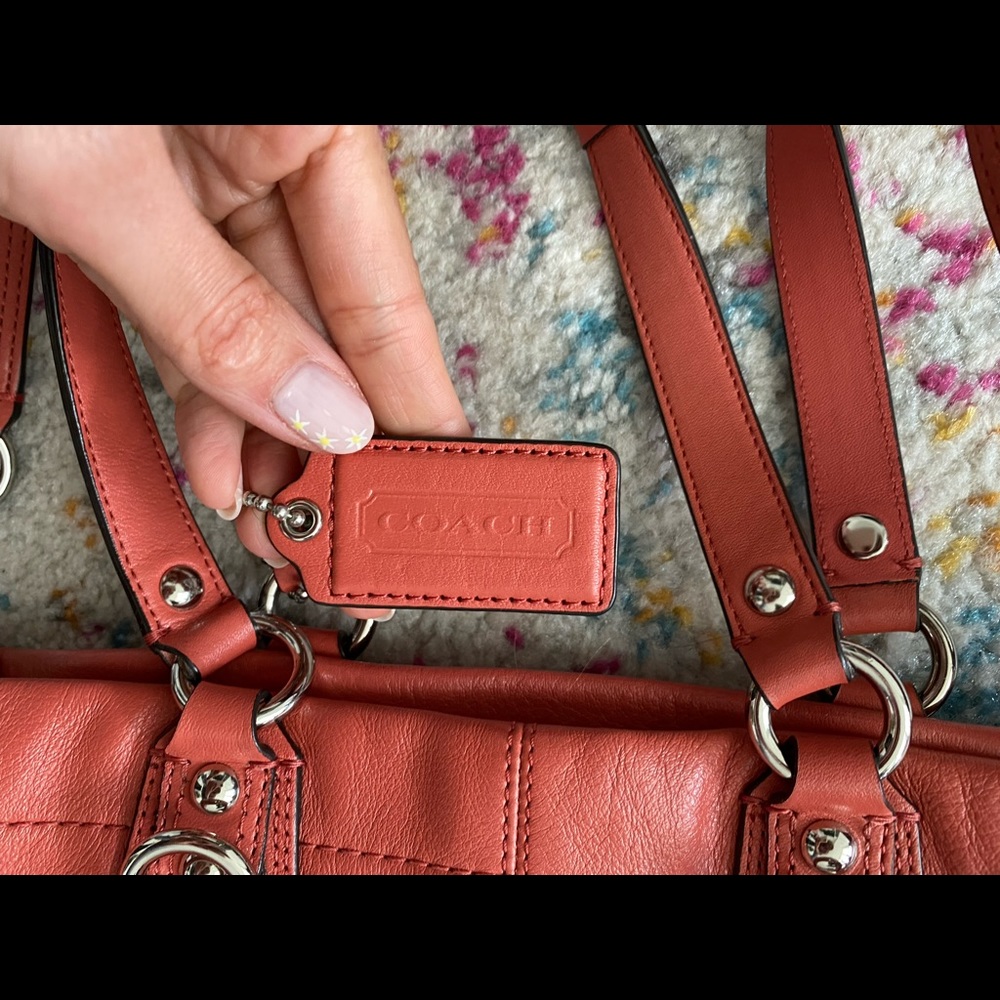 Coach Purse, Coral Color, Medium Size bag - lightly used - Picture 10 of 11